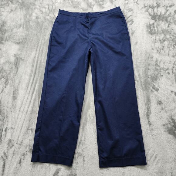 Vintage Alfred Dunner Pants Womens 14 PETITE Blue Pull On High Rise Tapered Leg - Picture 1 of 10